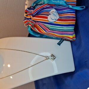 Brighton Bonjour Square Silver Pendant Necklace NWT Bag Included